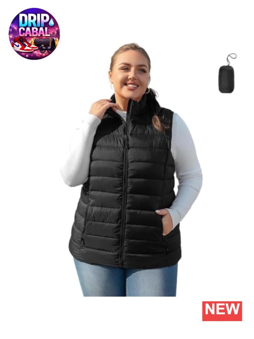 Plus Size Puffer Vest Women Sleeveless Quilted Jacket Packable Travel Warm
